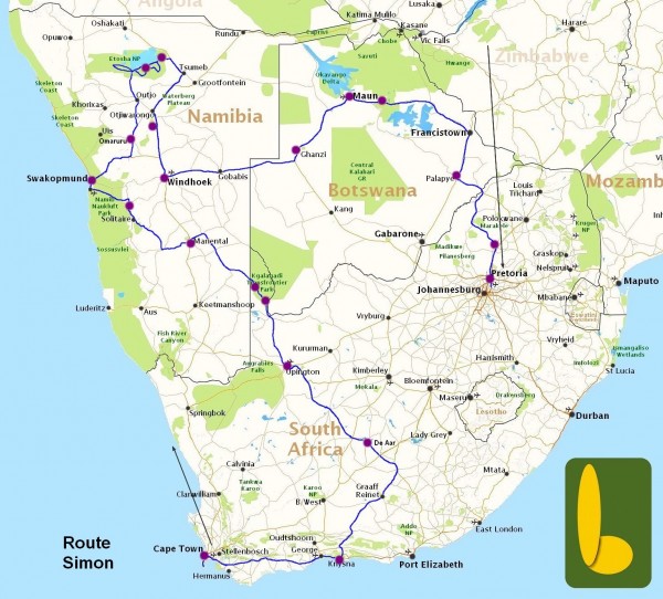 Route Simon feb mrt 2025