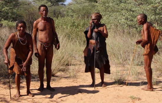 Bosjesmensen in de Kalahari (Namibië)